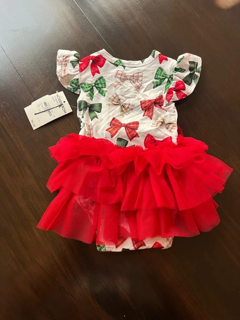 New - Posh Peanut Bamboo Christmas Bow Tutu Bodysuit Dress